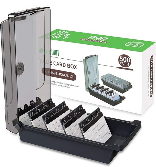 MyLifeUNIT Business Card Holder, 2.2" x 3.5" Index Card Organizer with Dividers and Index Tabs, Capacity: 500 Cards