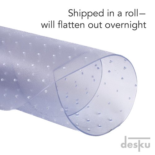 DESKU Flower Power Desk Chair Mat – Heavy-Duty PVC Mats for Carpet Floor Protection, Clear, 48 x 49 Inches, Made in The USA