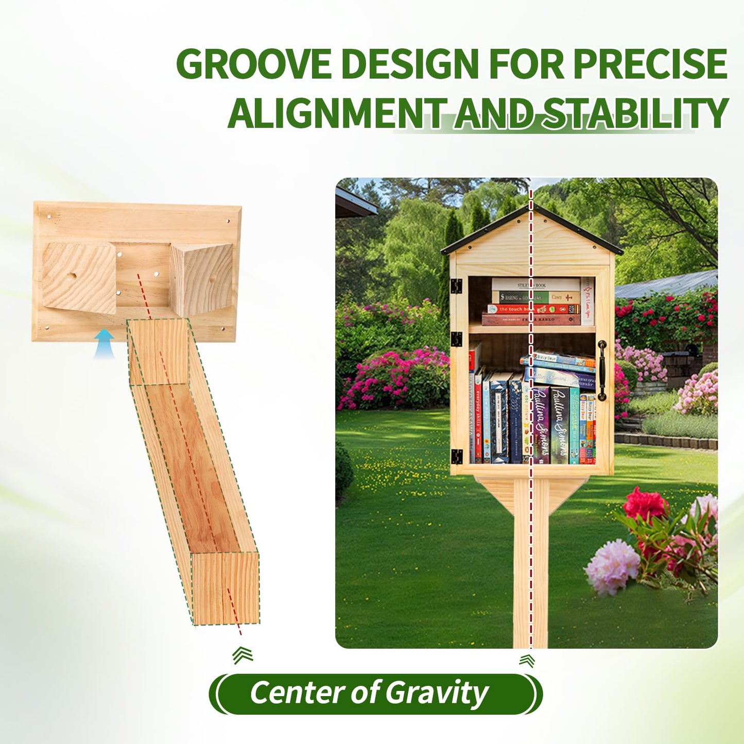 Little Library Mount, Outdoor Library Book Box Bracket Holder, 12x8x4 Inch Solid Wood Mount Base, Stable & Easy to Instal with Screws, Suitable for 4x4 Post for Community Neighborhood and School