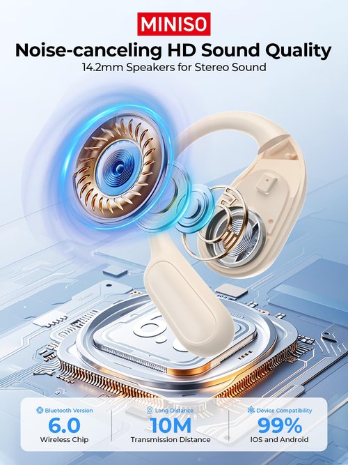 MINISO Translation Earbuds Real Time, Language Translator Earbuds with 135 Languages, LED Display, Bluetooth 6.0, Open-Ear translating Earbuds with APP, 60Hrs Playtime, Perfect for Business & Travel