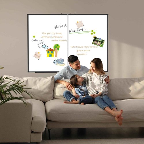Magnetic Dry Erase White Board 48x36 Inch, 4x3 WhiteBoard Foldable Aluminum Frame Wall Mounted Dry Erase Board for School Office and Home