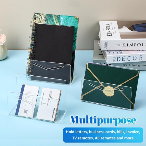 juciasouul 6 Pcs Acrylic Mail Holder, Clear File Letter Organizer, Vertical Envelope Mail Holder, Mail Organizer Countertop Bill Holding Sorter for Desk, Home, Office, School
