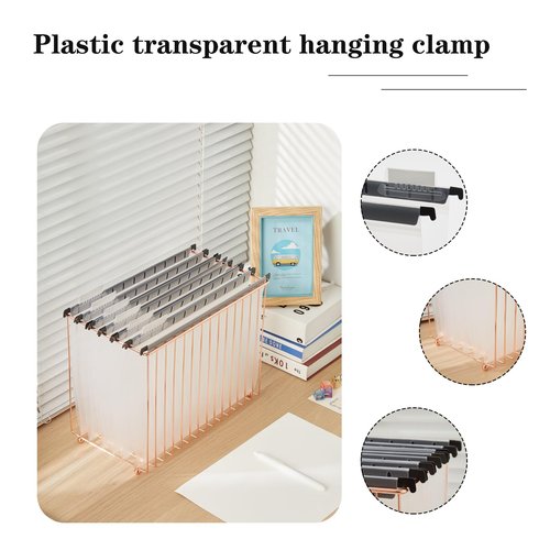 Fei Bi Hanging rose gold file manager, equipped with 12 letter sized plastic hanging folders, file baskets, file boxes, storage boxes, office and study supplies, transparent