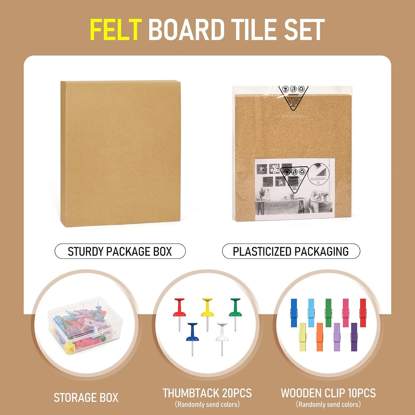 Skiennix Cork Board Tiles - 4 Pack Adhesive Corkboards for Office, School & Home Decor