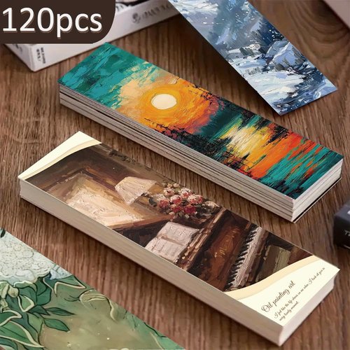 120 Pieces Famous Art Oil Paintings Van Gogh Monet Bulk Bookmarks Page Markers Bookish Women Book Reading Lovers Cute Aesthetic Art Work Cards for Book Accessories Children Students School Reward Gift
