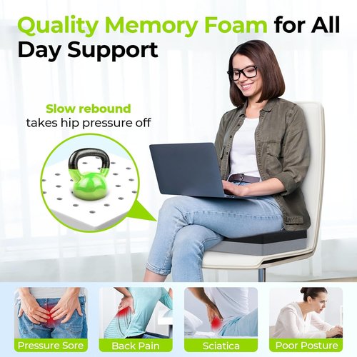 AUVON Ventilation Seat Cushion - Innovative Heat Dissipation Design | Memory Foam Support for Wheelchairs