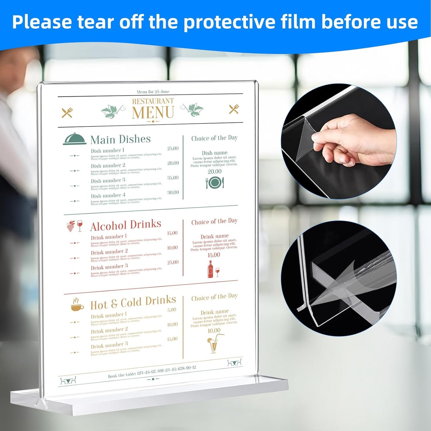 24 Pack Acrylic Sign Holder - Double-Sided Clear Display Stands | 8.5 x 11 T-Shape for Office & Events