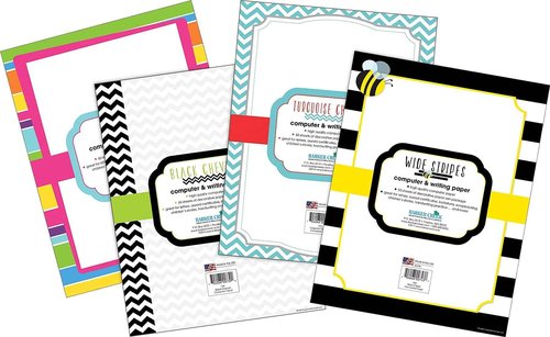 Barker Creek Designer Computer Paper 200 Sheet Set, Chevron & Stripes, Multi-Design, 50 Sheets Each of 4 Colorful Designs, Home, Office, and School Supplies, 8.5" x 11", 200 Sheets (3723)