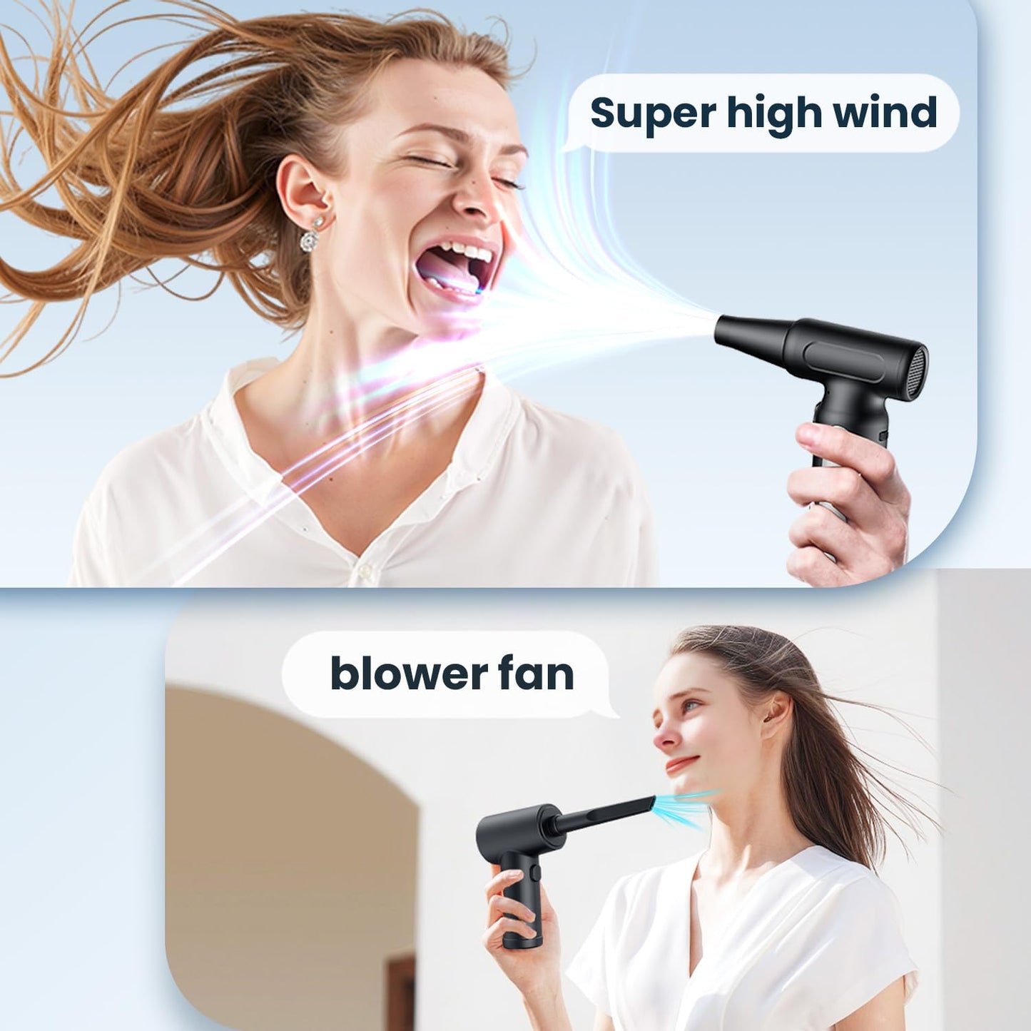 Electric Compressed Air Duster, Rechargeable Cordless Air Duster for PC, Keyboard & Electronics Cleaning, Replaces Canned Air & Air Cans, Portable Air Blower with Multiple Nozzles