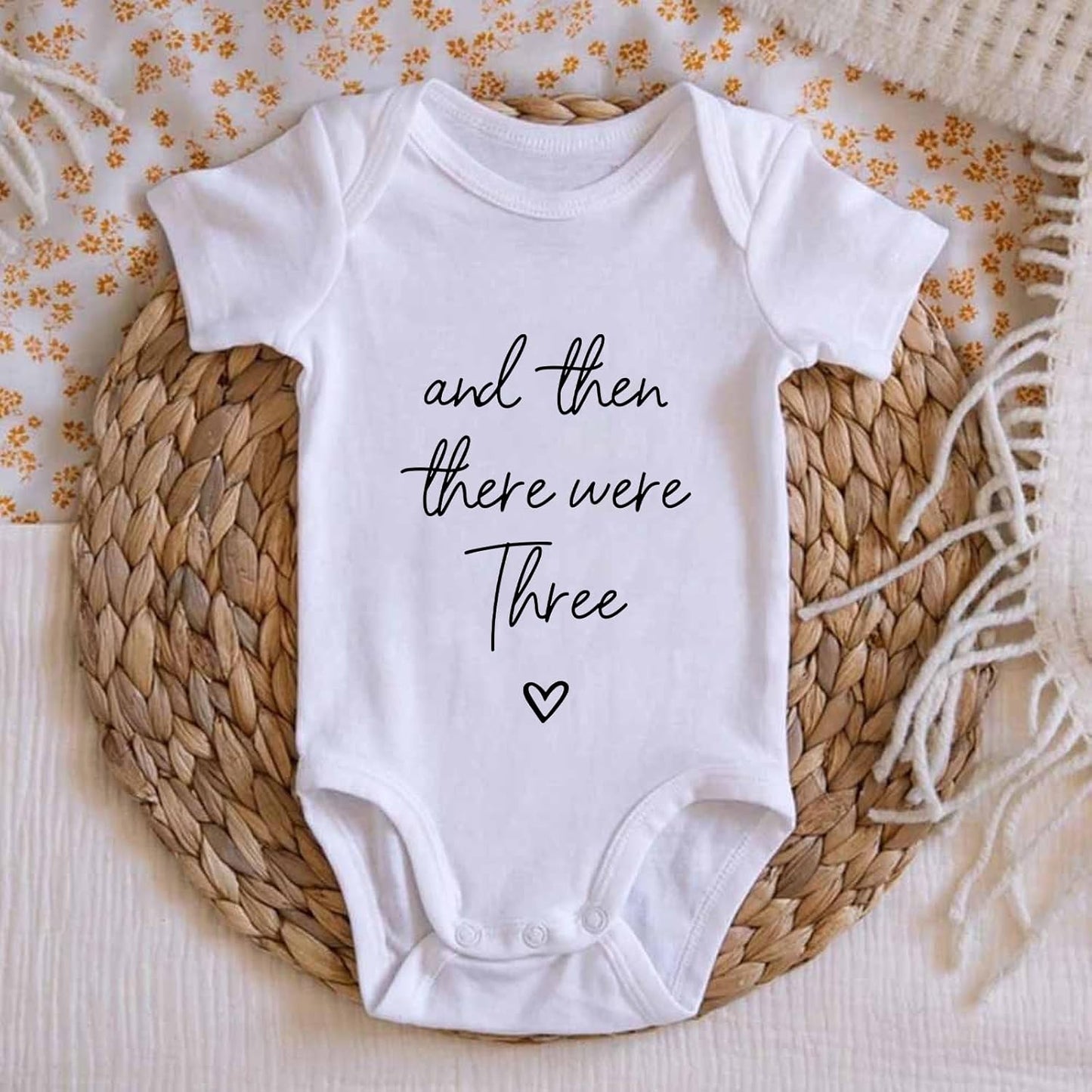 And Then There Were Three Bodysuit - Baby Pregnancy Announcement for Grandparents | Unisex Infant Size