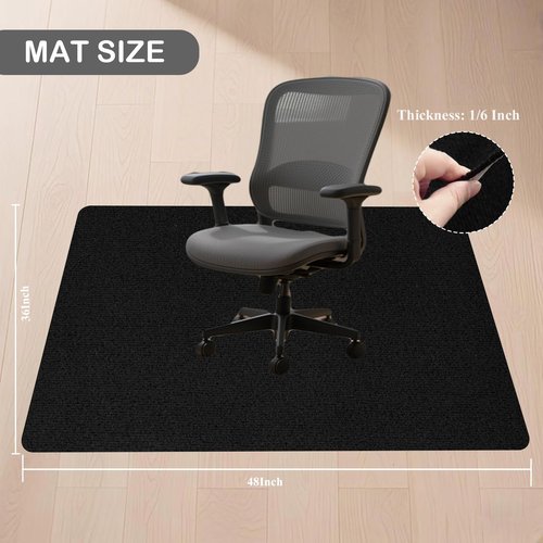 Desk Chair Mat 2 Pack for Hardwood Floor, 48"x36" Office Chair Mat, Anti-Slip Computer Gaming Rug Floor Protector for Home Office, Easy to Clean, Black