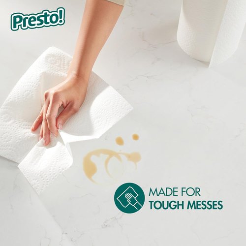 Presto! Ultra-Strong Premium Paper Towels - Flex-a-Size, 158 Sheets, 12 Huge Rolls (2 Packs of 6) | White