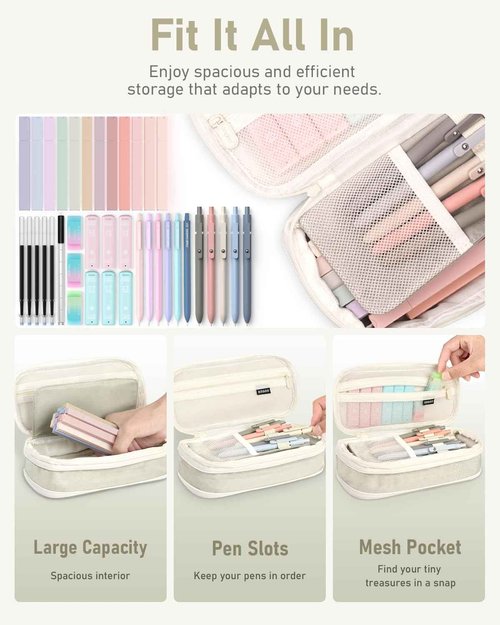 Four Candies 39 PCS Aesthetic School Supplies + 12PCS Black Ink Pens with 2 Highlighter for School