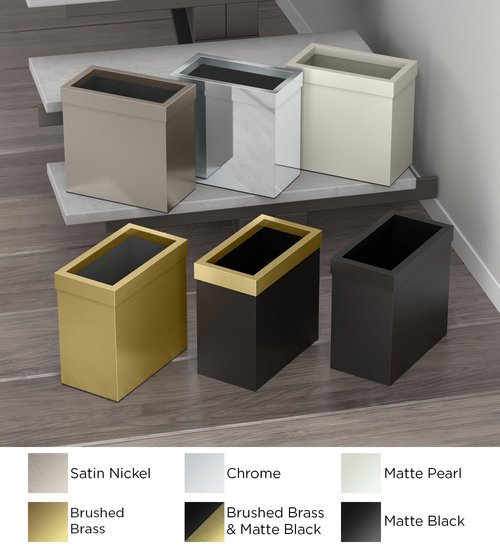 Gatco Modern Rectangle Wastebasket, Matte Pearl - Stainless Steel Trash Can with Removable Lid, Leakproof, 3 Gallon Capacity for Bathroom, Bedroom, Kitchen, or Office