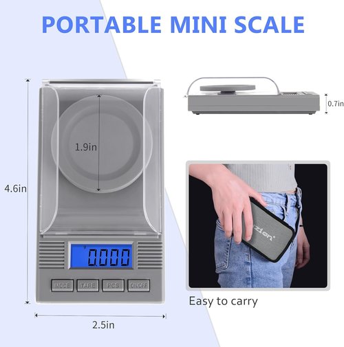 Fuzion Milligram Scale - 50g Capacity | Precision Digital Scale with LCD Backlit Display & Tare Function
