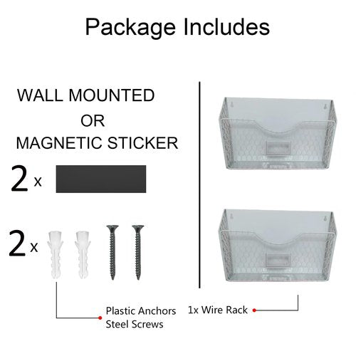 2 Pocket Magnetic File Holder - Multi-Surface Organizer, White