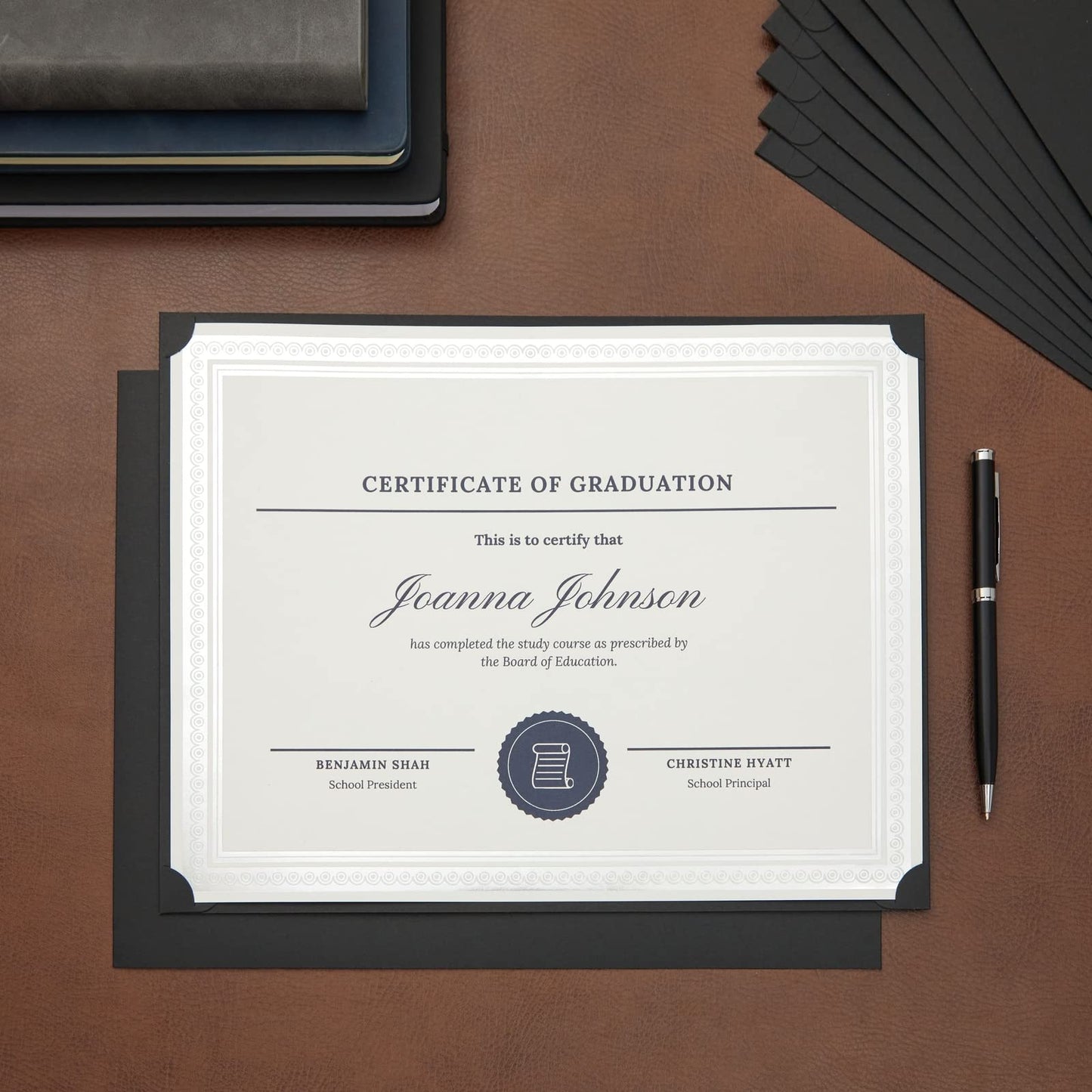 Certificate Holders - 48-Pack, Single-Sided, 8.5" x 11", Black - Bulk Diploma Covers & Certificate Folders for Employee Appreciation & Awards