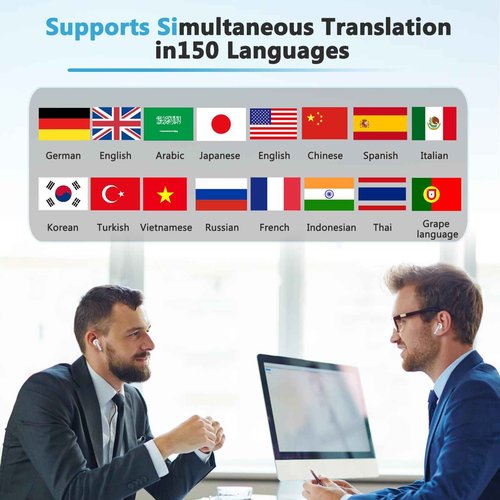 Language Translation Earbuds,Two Way Real-time Translation in 150 Languages,Active Noise Cancellation,with Bluetooth and APP Provide Online Instant Voice for Travel Business Learning