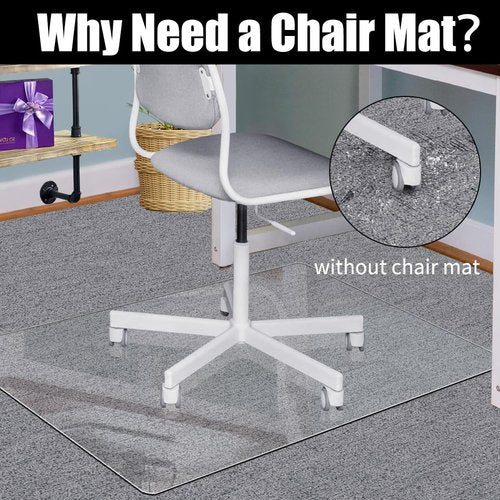 2 Pack Office Chair Mat for Carpet 47" x 29", Chair Floor Mat 1/7" Thick 10 Pounds Heavy Duty, Hard Desk Chair Mat for Carpeted Floors (47 * 29 inches-2PCS)