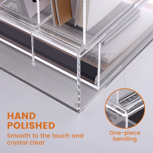 HeZone Desk Organizers and Accessories, Acrylic Desk Organizer with Drawer, Office Supplies Organization Storage, Clear Acrylic File Organizer for Desk - 1 Pack