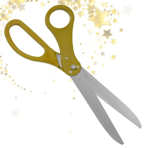 25" Gold Scissors for Grand Opening – Large Heavy Duty Shears 25 Inch Ribbon Cutting Scissors for Special Events Inaugurations and Ceremonies Theater Performances