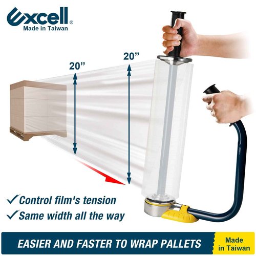 Excell SF-2781 Durable Industrial Stretch Film Dispenser with Adjustable Tension, fit 12" to 20" Film Height,Use for Office, Home, Stores and Warehouses Lightweight Pallet Wrapper