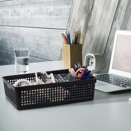 Joyeen 6 Pack Plastic Storage Paper Trays, Shallow Basket for Classroom Office Home