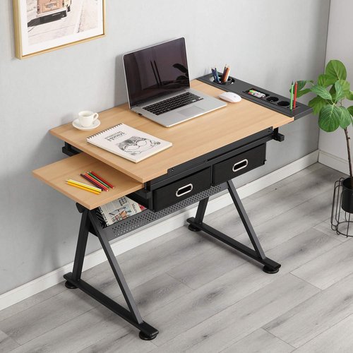 soges Drafting Table Art & Craft Drawing Desk Height Adjustable Wood Desk for Drawing, Painting, Writing and Studying