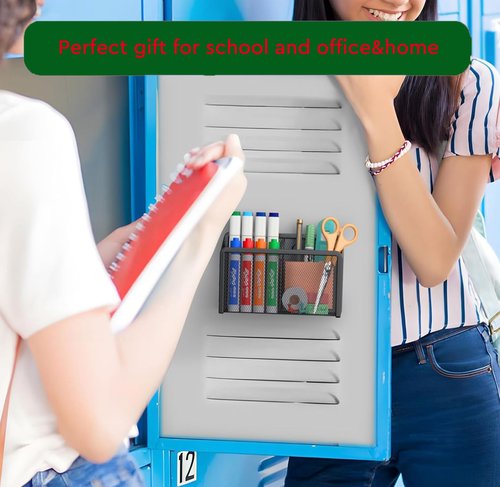 Snow Cooler Magnetic Pencil Holder - 2 Generous Compartments Magnetic Storage Basket Organizer - Extra Strong Magnets - Perfect Mesh Pen Holder to Hold Whiteboard, Locker Accessories
