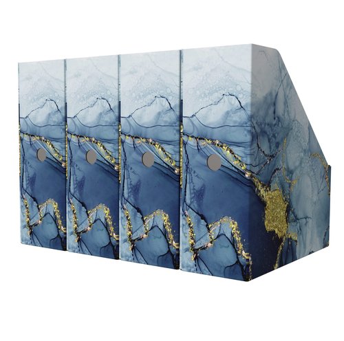 ANSSDO 12 Pack Cardboard Magazine Holder Premium Magazine File Holder Organizer, Magazine File Organizer, Large Volume Magazine Storage Box as Book Bins or Folder Holder for Desk - Blue Gold 12 Pack