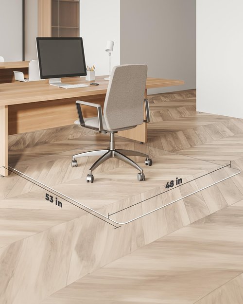 YSAGi Office Chair Mat for Hardwood Floor，48""X53"" Non-Slip Computer Chair Mat，Desk Floor Mat，Easy Glide Office Floor Mats for Rolling Chairs Carpet, Clear Floor Mat for Office Home Chair, 202405