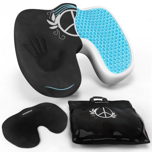 Memory Foam Seat Cushion for Enhanced Comfort,Car Seat Cushion - Pillow Cushion with Cooling Gel, Extra Velvet Cover, and Peace Embroidery