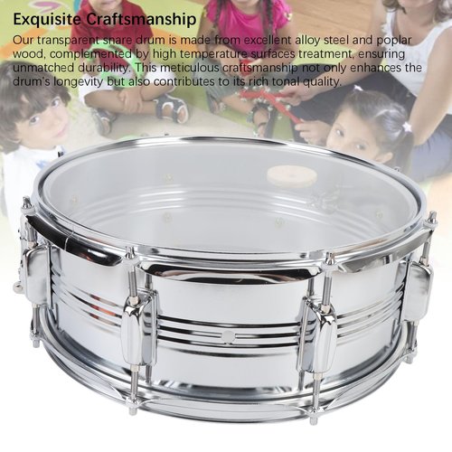 Snare Drum Transparent Shoulder Strap Marching Drum Beginner Practice Snare Drum for Performance