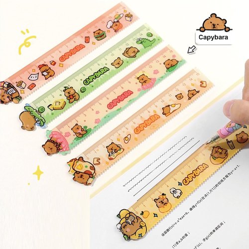 Capybara | 15cm Cute Cartoon Ruler Set - 5 Pcs Acrylic Straight Measuring Rulers for Kids & Journals