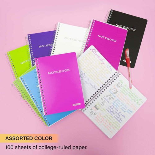 BAZIC Products Composition Notebook 100 Sheet 5" x 7" Poly Cover Spiral Notebook, Writing Journal Notebooks Assorted Color, 36-Pack