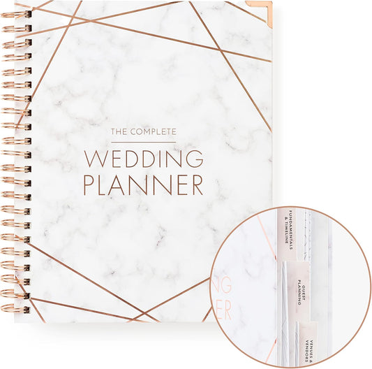 Skiennix Wedding Planner Book - Ultimate Bridal Organizer with Countdown Calendar | Marbled Design