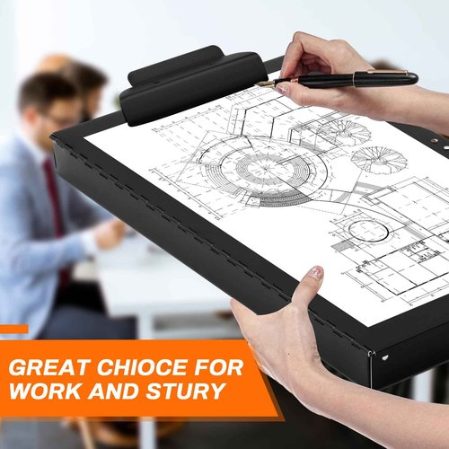Chivertion 1 Pcs 11 x 17 Inch Aluminum Clipboard with Storage Metal Clipboard High Capacity Clip for Student Teacher Nurse, Black