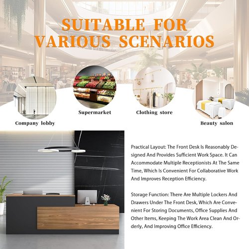 Modern L-Shaped Large Wooden Commercial Reception Desk with Counter, Lockable Drawers, Door Cabinet and Front Desk Reception Counter (White, 78.*24 * 41IN)