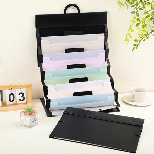 Teling 2 Pcs Wall File Organizer Hanging Folders Wall Storage and Classroom Organization 6 Removable Poly Hanging File Organizer for Classroom Home Office School(Pastel)