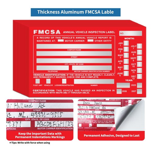 Annual Vehicle Inspection Report Forms 5 Pack with Red FMCSA Labels Aluminum, 3-Ply Carbonless Form Driver Vehicle Inspection Report Book Vehicle Dot Inspection Form and Label Stickers