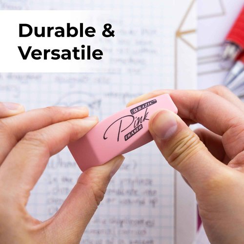 BAZIC Products Pink Eraser, Latex Free Bevel Erasers, Large Size Block Erasers for Art Drawing School Office Teachers (4/Pack), 24-Packs