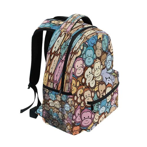 senya School Backpack Blue Brown Grey Monkey Teens Girls Boys Bookbags Travel Schoolbag
