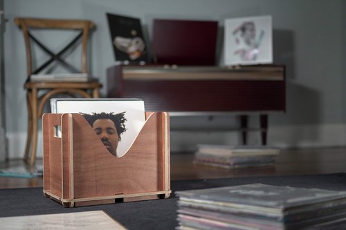 Warm Stylus Vinyl Record Storage Crate, 15 x 12 Inches, Brown, Plywood