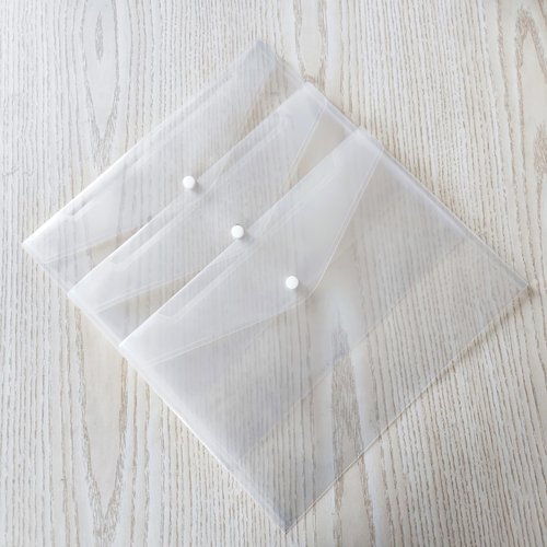 20 Pcs Clear Plastic Envelope with Snap Button Closure, Plastic Waterproof Envelope File Folder, Transparent Folders for Documents, Letter Size, A4 Size, for School and Office Supplies