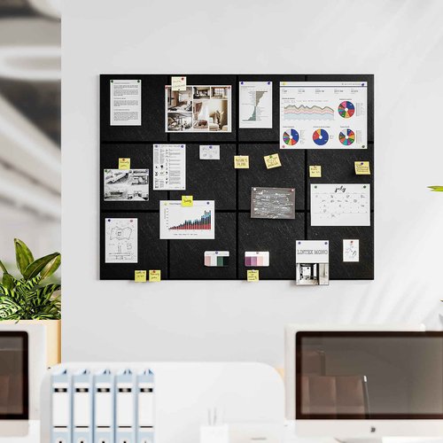 Uoisaiko Felt Cork Board for Wall: Extra Large Bulletin Board for Office - 12 PCS Thick Corkboard Tiles Grey Pin Board Squares Adhesive
