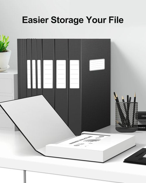 JiaWei File Folders, 12 Packs of Black File cases with Lable, 0.5×9×12.5 inches Black Folders for Office and School.