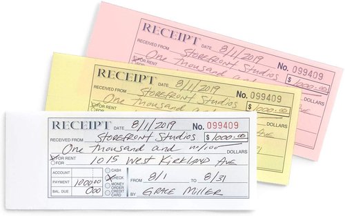 Blue Summit Money Rent Receipt Book with Carbon Copies, Receipt Books 3 Part Carbonless for Landlords, Small Business, and Payments, Paper Triplicate Copies, 11x7.5'',100 per Book, 500 Total, 5 Pack,