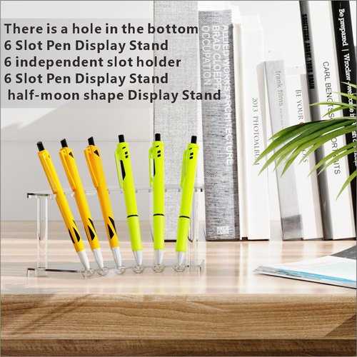 ZIYANGLIN 10 Plastic Pen Holder Stand, 6-Slot Pen Holder Rack, Eyebrow Pen Stand, Stand Vertical Pen Display Stand Rack Acrylic Pen Holder for School Office Home(black, Transparent