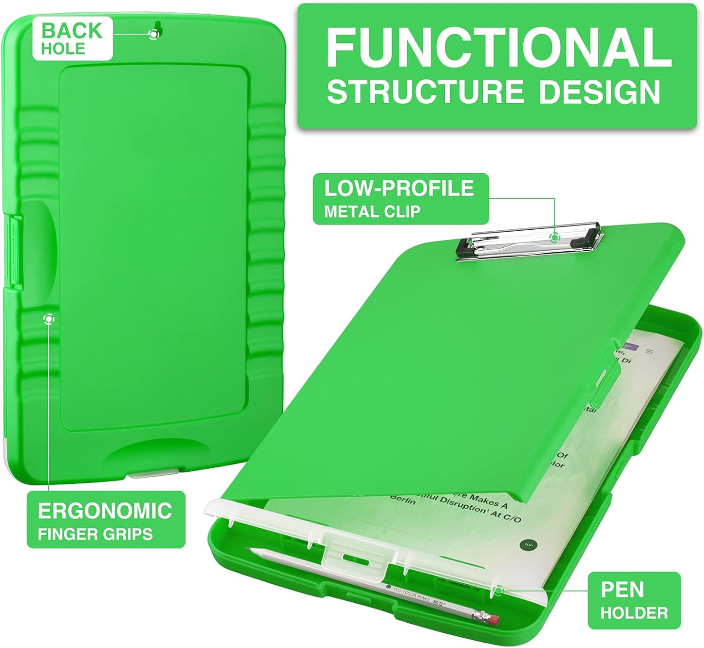 Sooez Clipboard with Storage - 8.5 x 11 Plastic Organizer with Pen Holder | Ideal for Nurses & Teachers