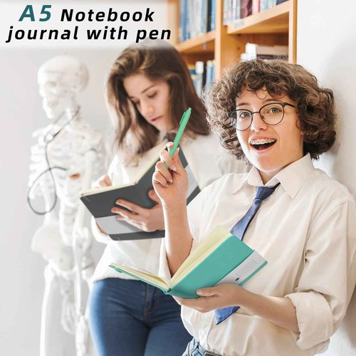 Coopay 12 Pack A5 Journal Notebook with 12 Pens Bulk Classic Ruled Hardcover Leather Journal Set with Pen Holder for Men Women Writing, Office, Home, School, College, Business, 8.3” x 5.5” (6 Colors)